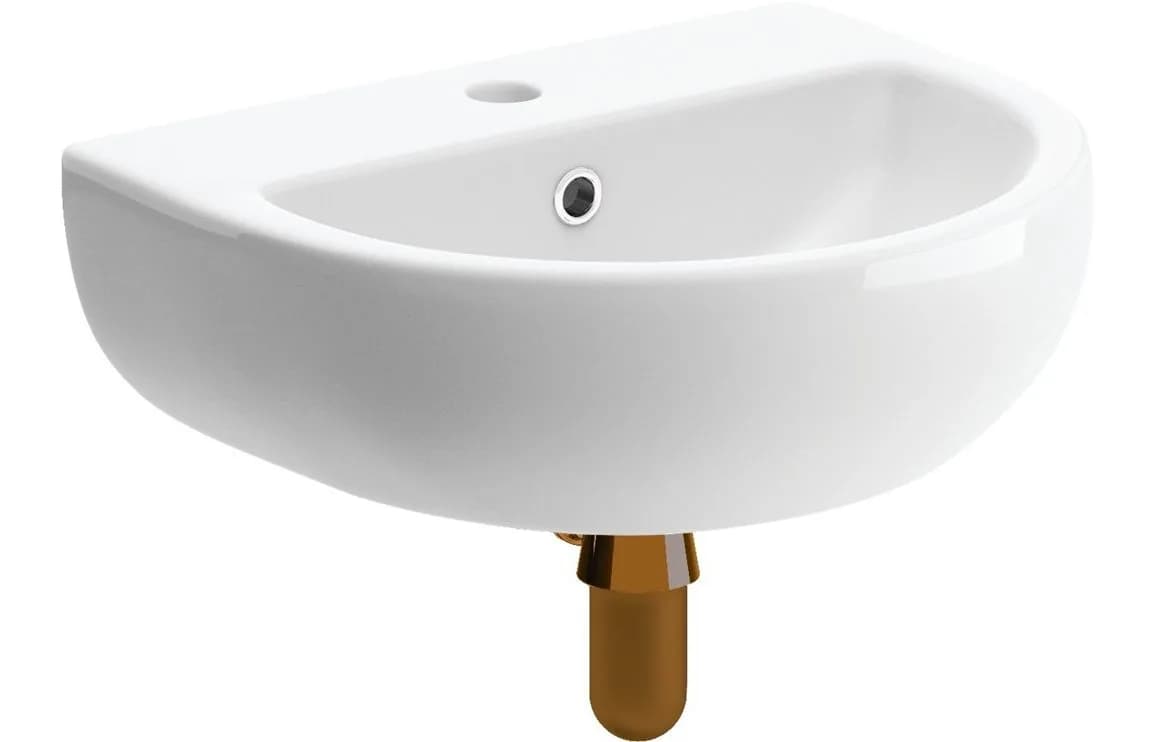 2Go 1 Tap Hole Cloakroom Basin with Full Pedestal & Bottle Trap – White Vitreous China