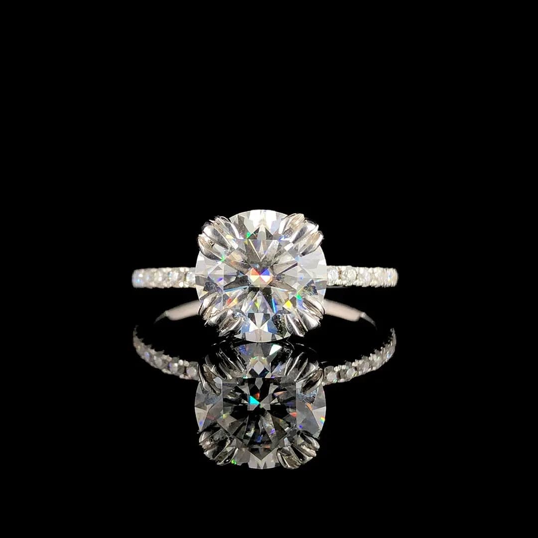 Emerald Solitaire Claw Prong Ring in White Gold – 50% Off Sitewide
