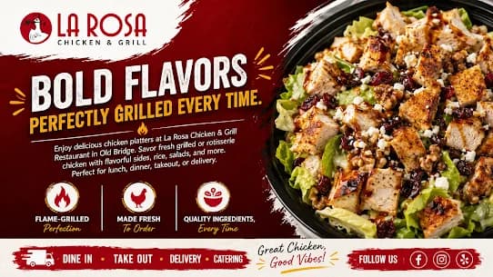 Enjoy Delicious Chicken Platters Tinton Falls at La Rosa Chicken & Grill Restaurant 