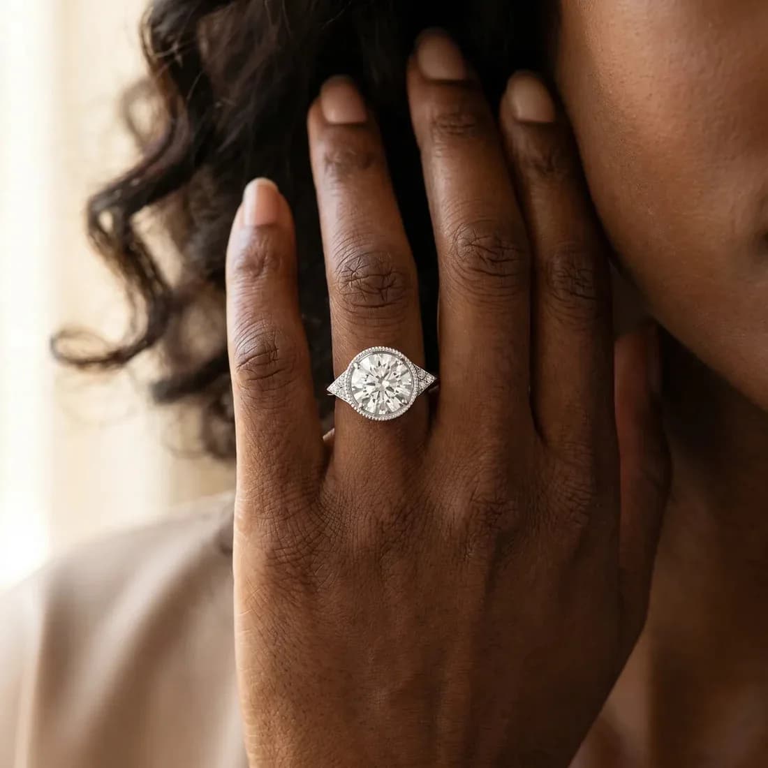 Shop White Gold Hexagonal Halo Diamond Ring – Buy Yours Today!