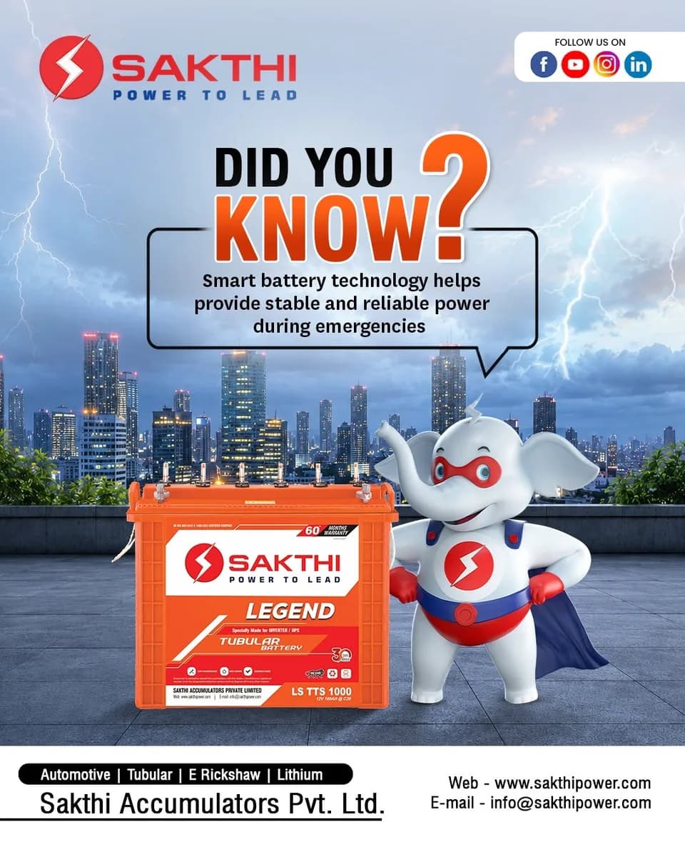 Long Backup Tubular Batteries by Sakthi Battery