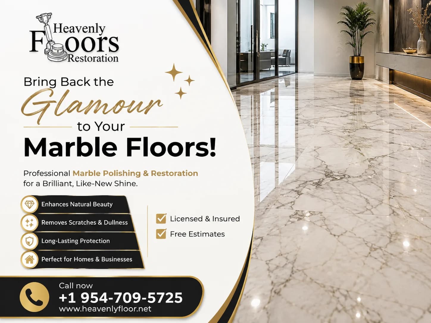 Marble Floor Polishing Service in Palm Beach Gardens, FL | Heavenly Floors Restoration