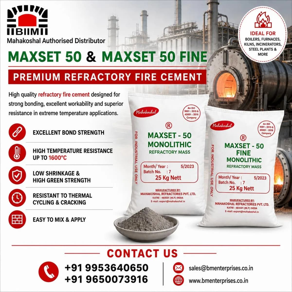 Leading Supplier of Maxset 50 Refractory Mortar in India