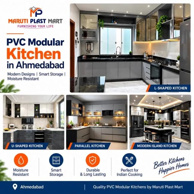 PVC Modular Kitchen in Ahmedabad | Waterproof Cabinets