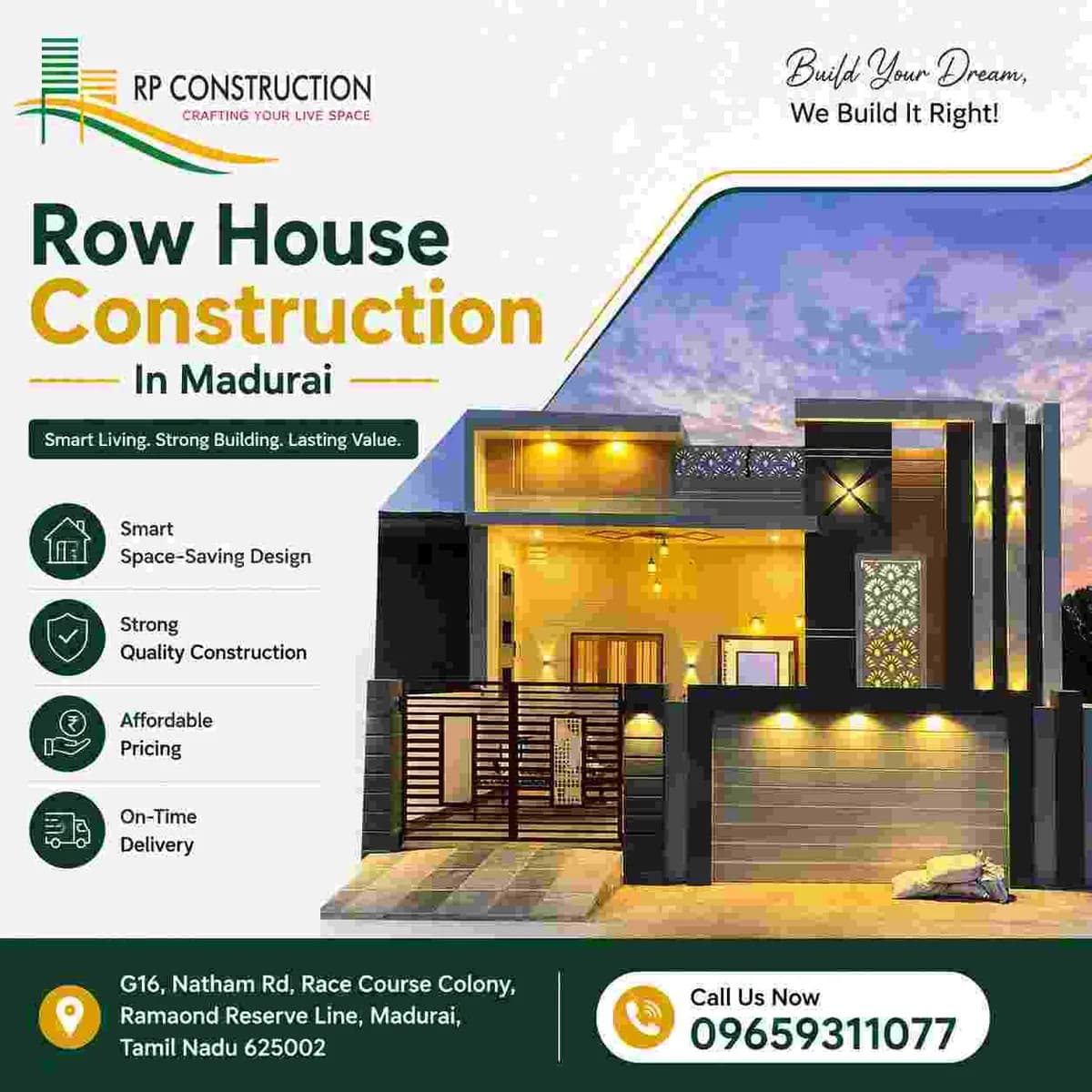 Row House Construction In Madurai