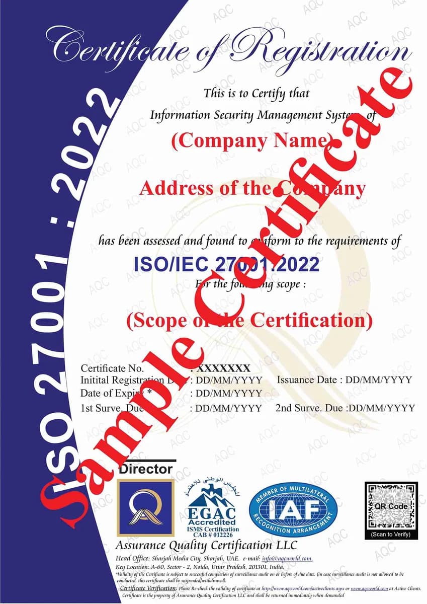 Cybersecurity Starts with AQC World ISO 27001:2022 Certification