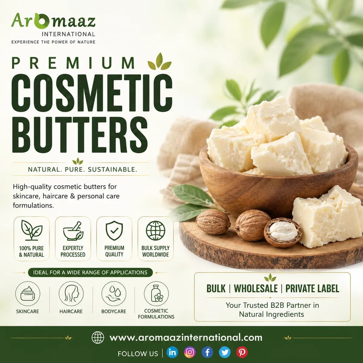 Premium Cosmetic Butters Wholesale Supplier Aromaaz International