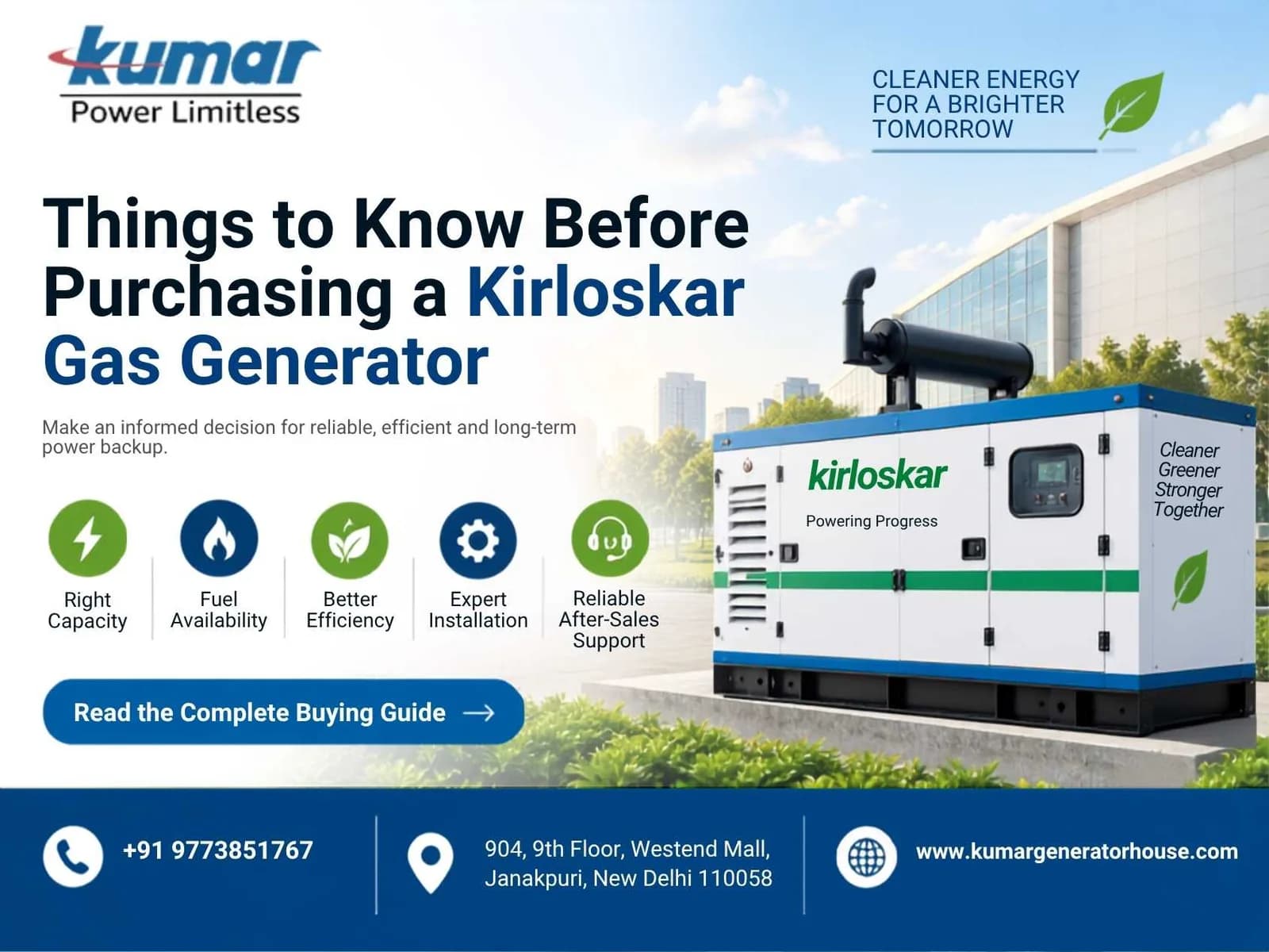 Things to Know Before Purchasing a Kirloskar Gas Generator 