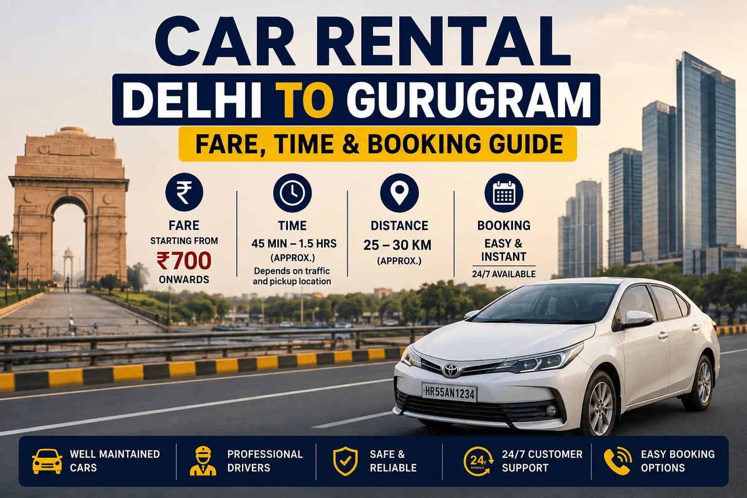 Car Rental Delhi to Gurugram