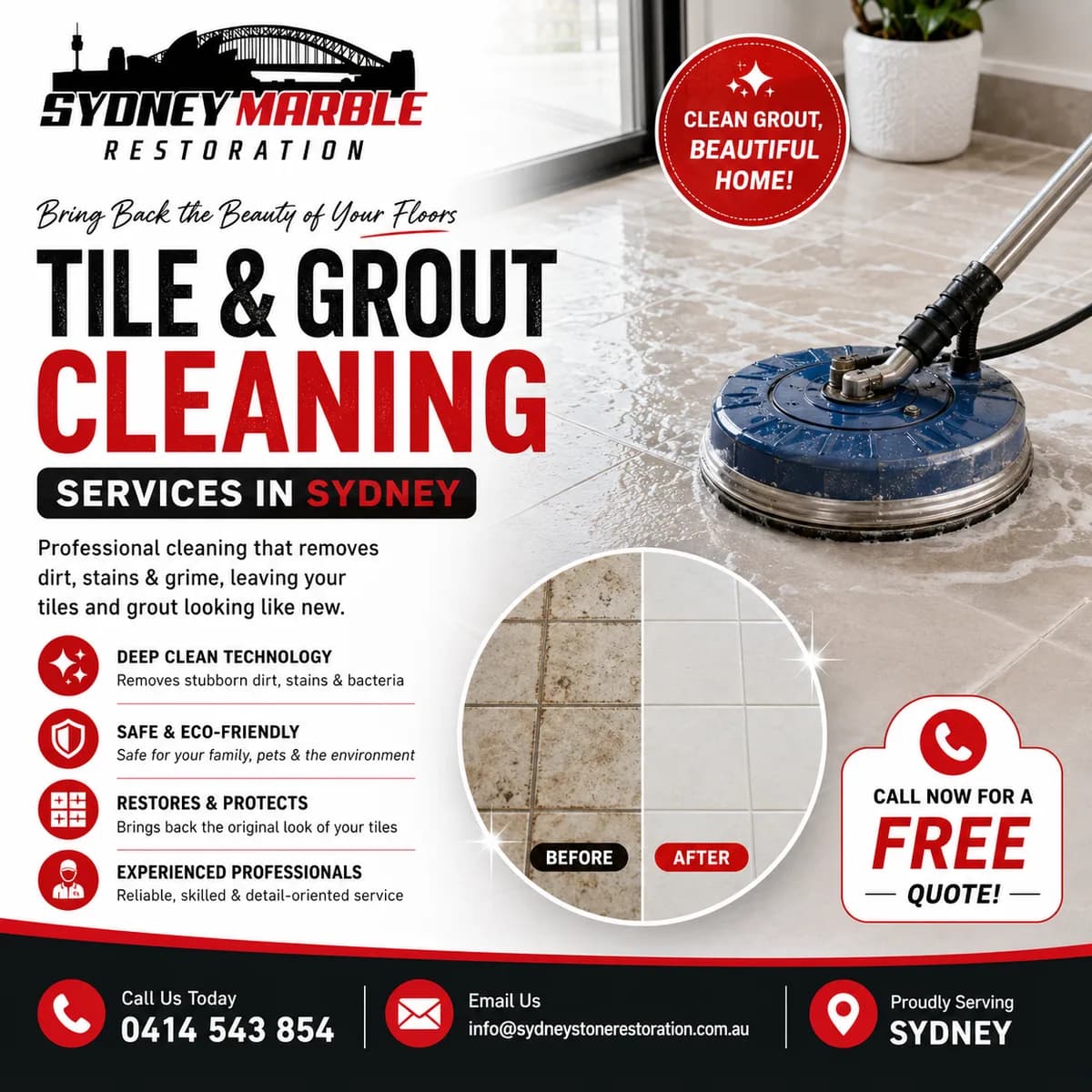 Professional Tile and Grout Cleaning Services Sydney – Contact Us Today