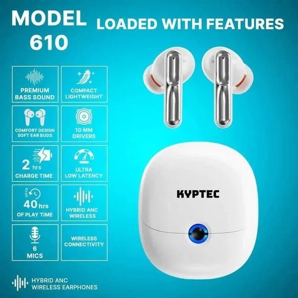Kyptec LifeStyle® 610 Hybrid ANC Earbuds – Clear Conversations, Rich Sound & Everyday TWS Freedom