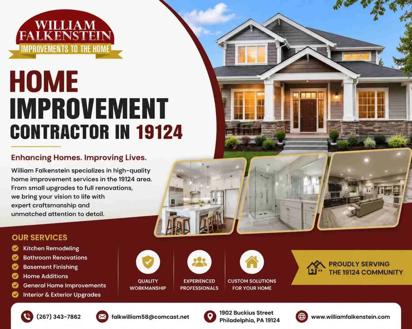 Home Improvement Contractor in 19124 – Beautiful Kitchen & Bathroom Remodeling!