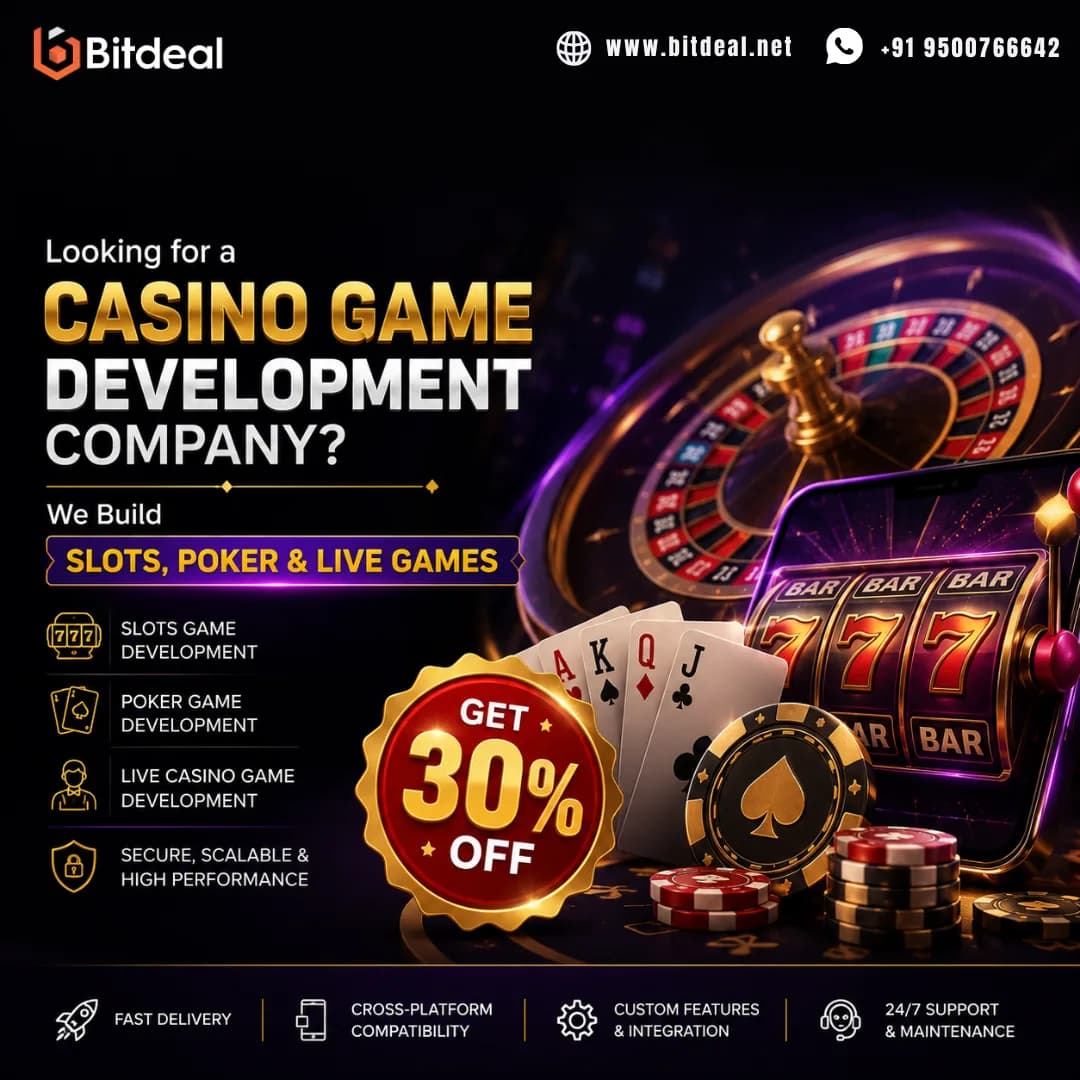 Looking for a Casino Game Development Company? We Build Slots, Poker & Live Games – Get 30% OFF