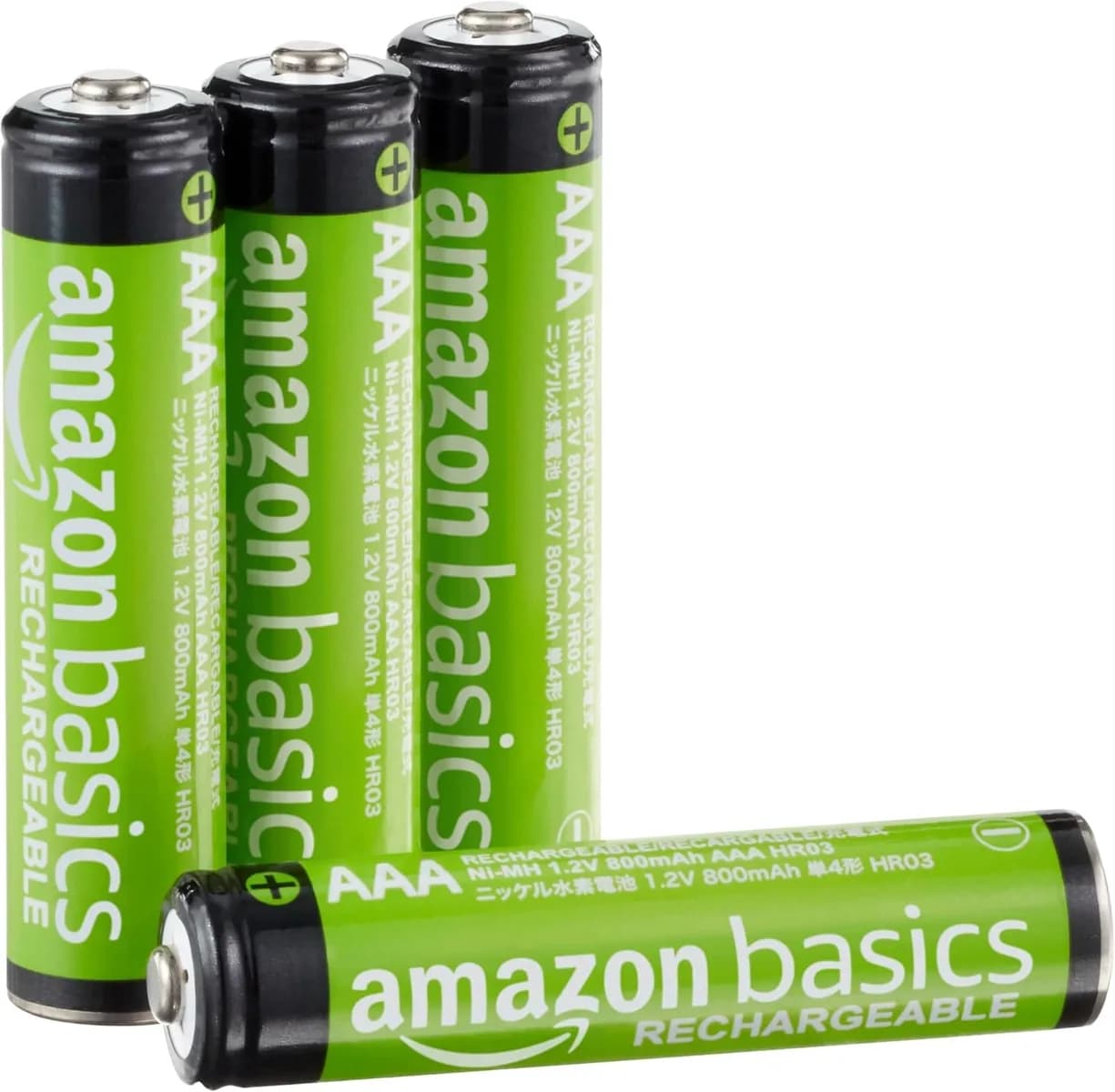 4-Pack Rechargeable AAA NiMH Batteries, 800 mAh, 1.2V