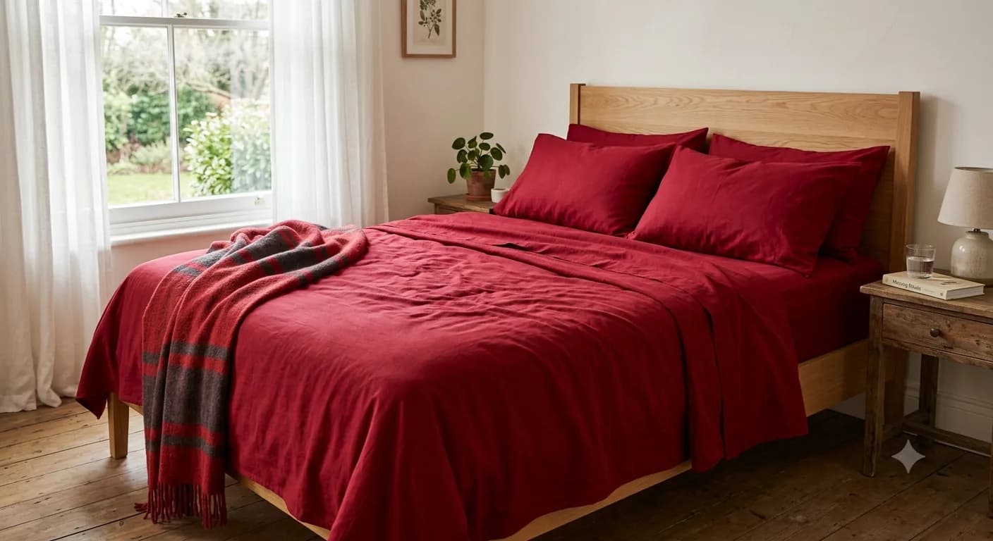 Red Bedsheets  Pure Cotton Handloom & Hand Block Printed | theindiglobal