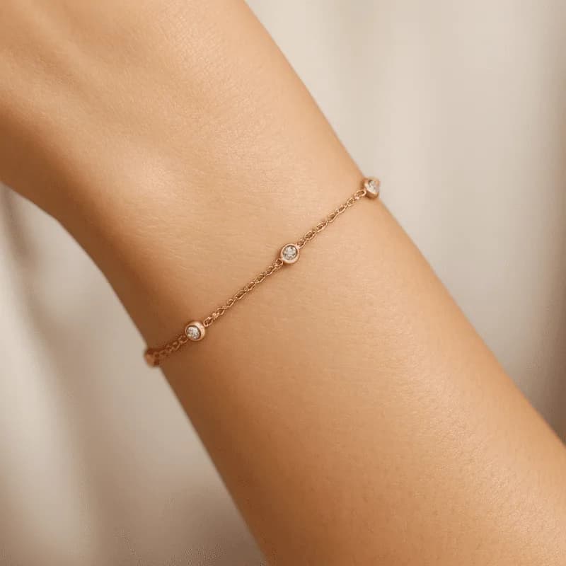 18ct rose gold 0.20ct diamond rubover bracelet