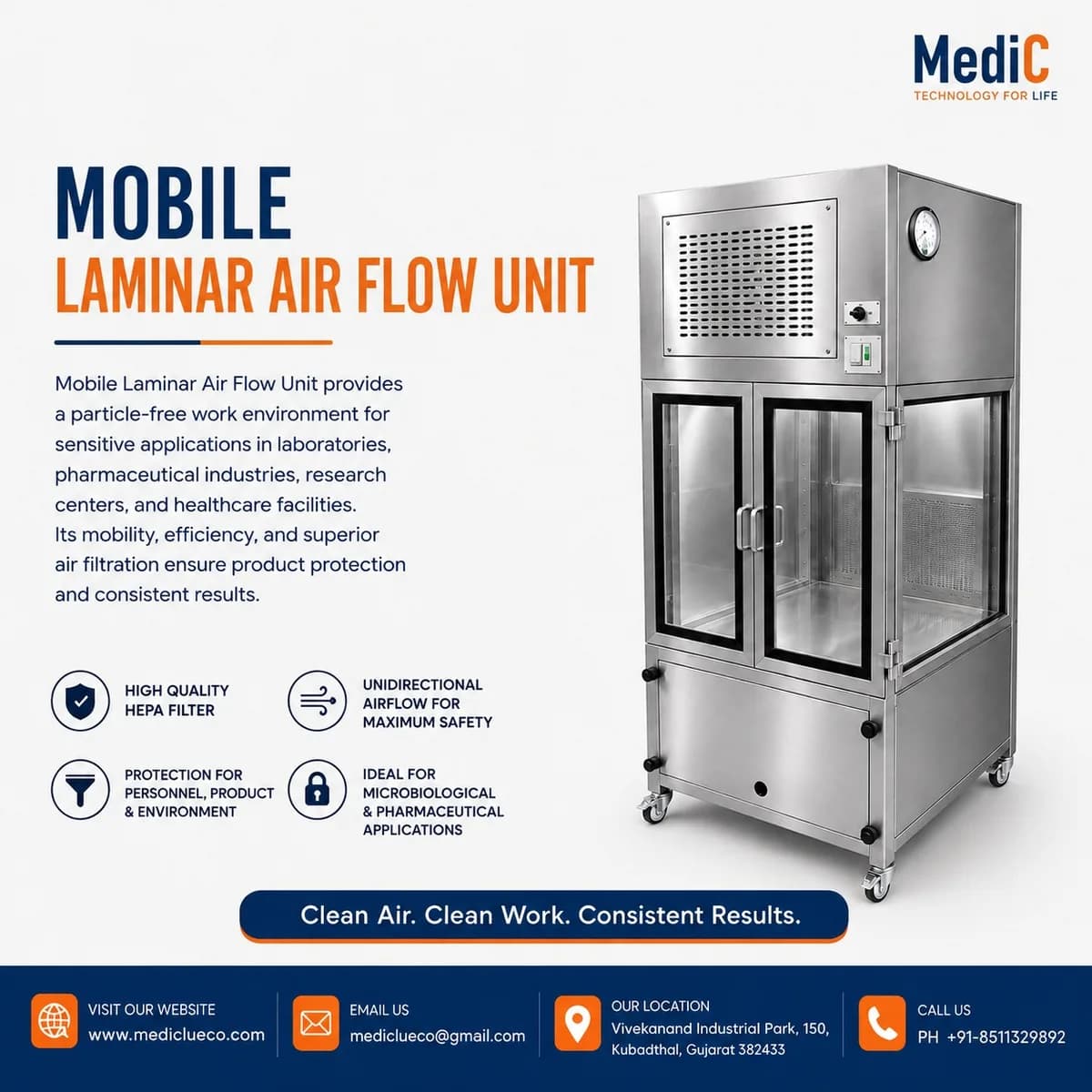 High-Quality Mobile Laminar Air Flow Unit Supplier | Mediclue