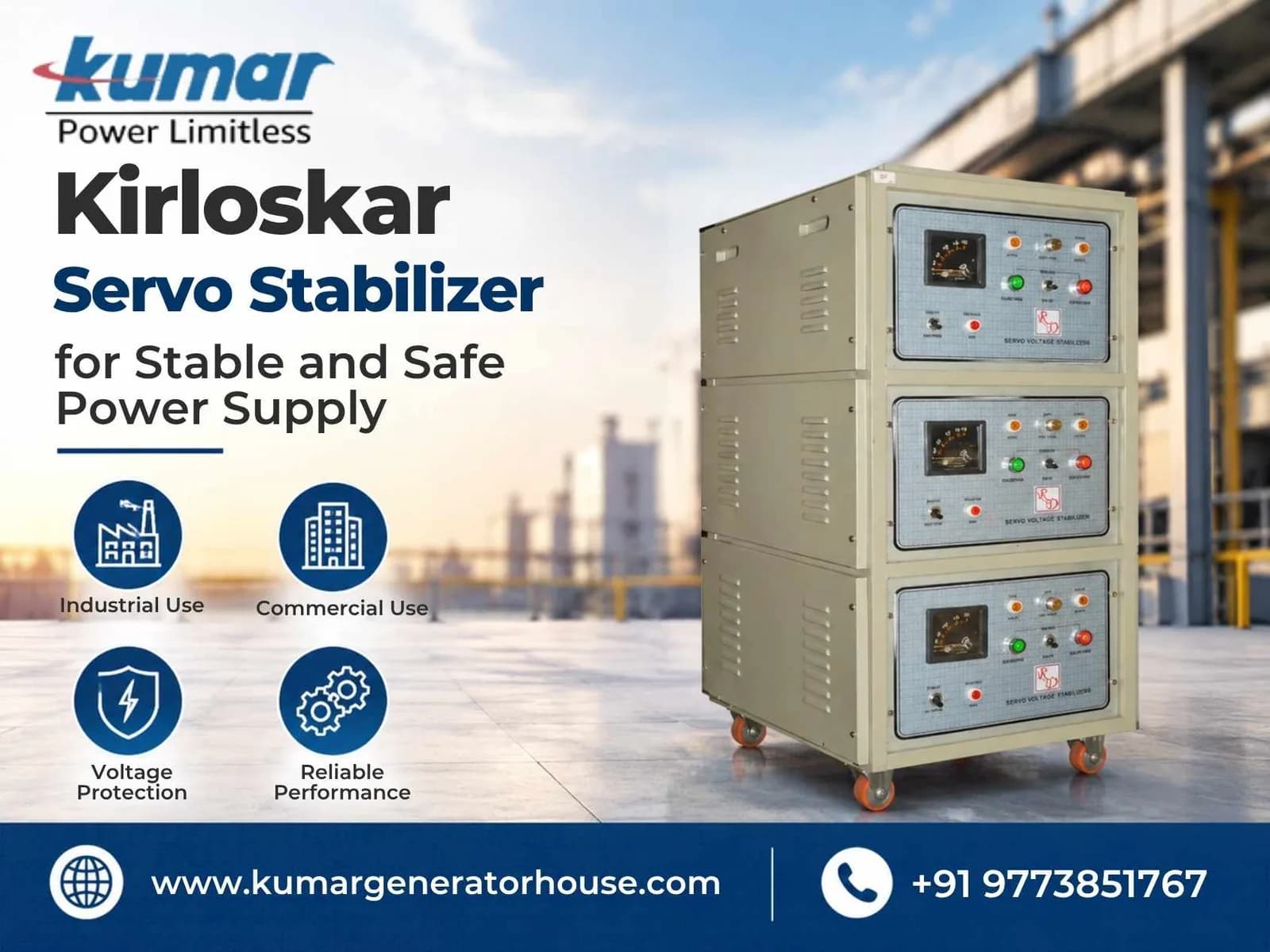 Kirloskar Servo Stabilizer for Stable and Safe Power Supply 