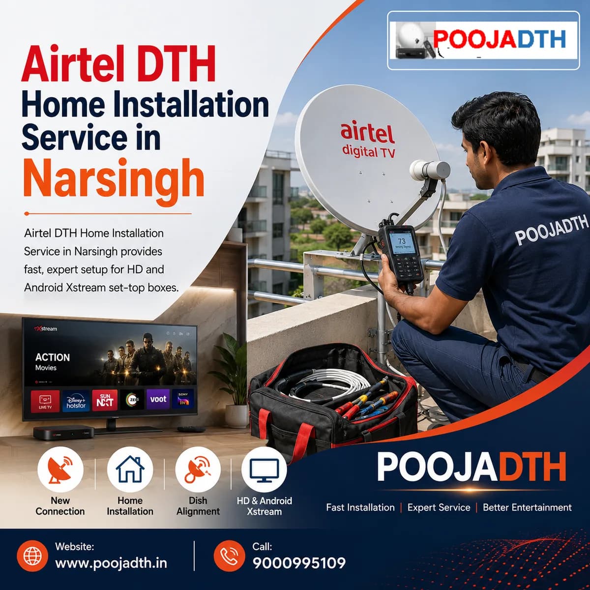 Airtel DTH Home Installation Service in Narsingh