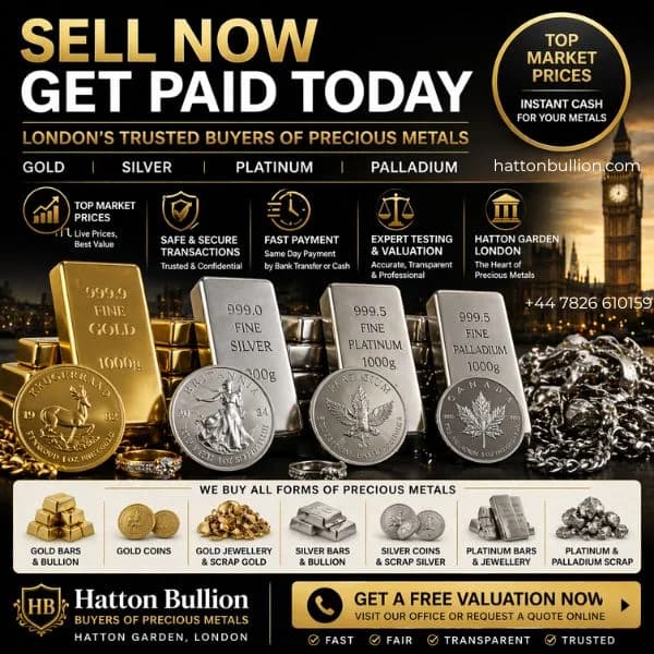 Sell Gold, Silver & Bullion in London - Top Prices Paid Today