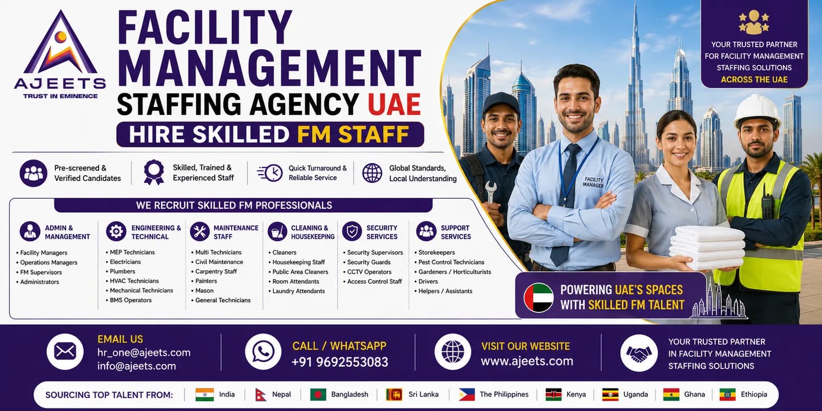 Facility Management Staffing Agency UAE | Hire Skilled FM Staff