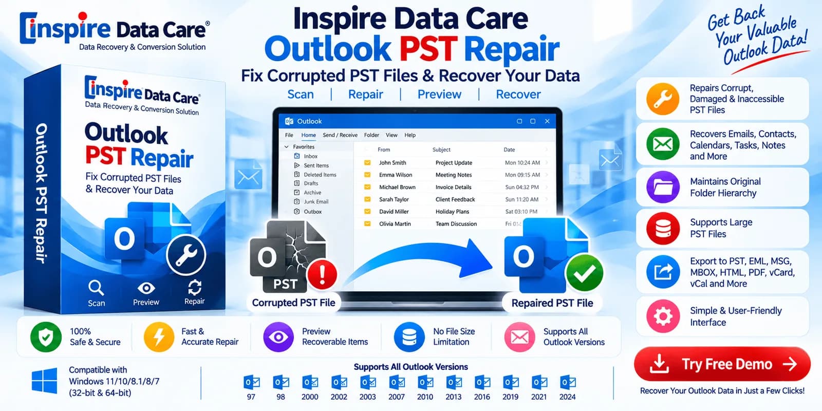 IDC Outlook PST Repair – Fix Corrupted PST Files & Recover Your Data