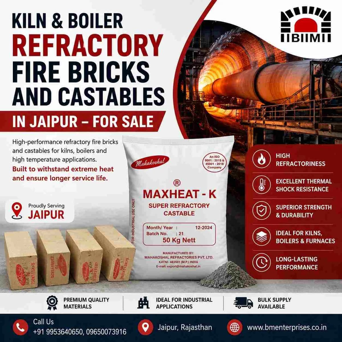 Kiln & Boiler Refractory Fire Bricks and Castables in Jaipur