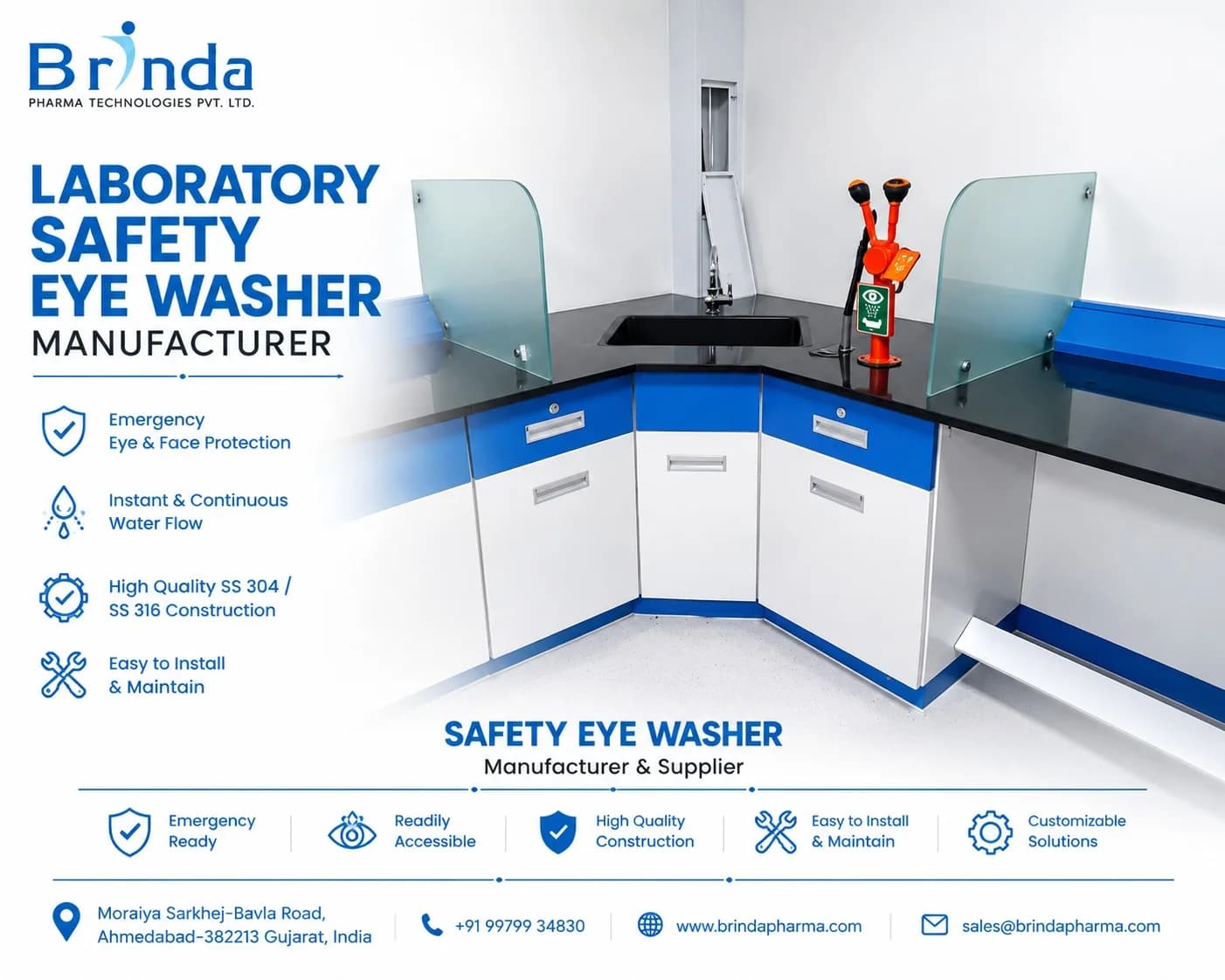 Laboratory Safety Eye Washer Manufacturer and Supplier