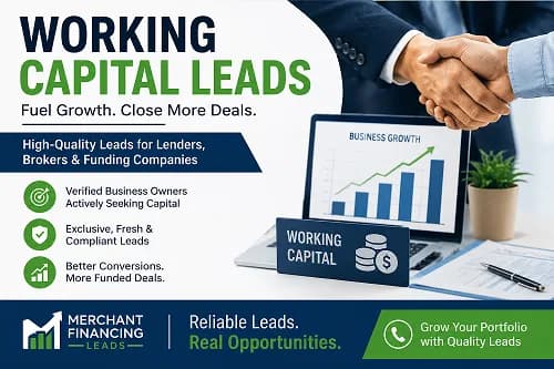 Working Capital Leads for Lenders & Funding Companies