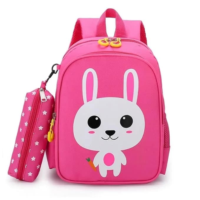 School Bag For Kids With Pencil Case | Pink Bunny Backpack