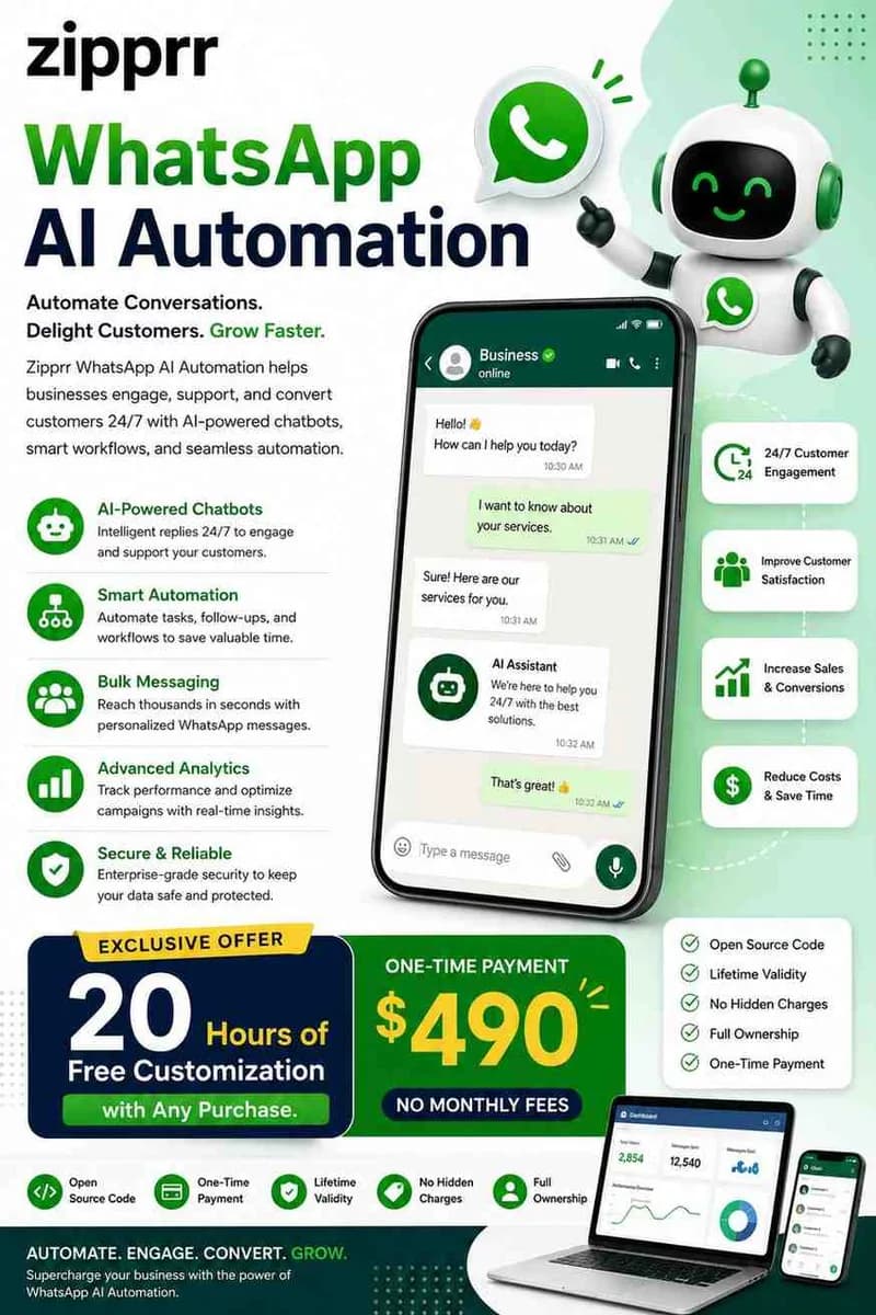 Zipprr WhatsApp Automation Software for Startup Founders — $490
