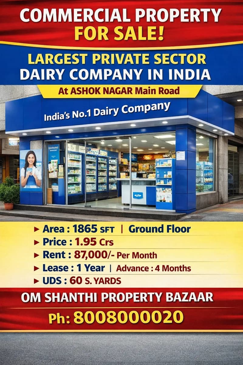 Sale of commercial property with Largest private sector dairy company in India at Ashok nagar