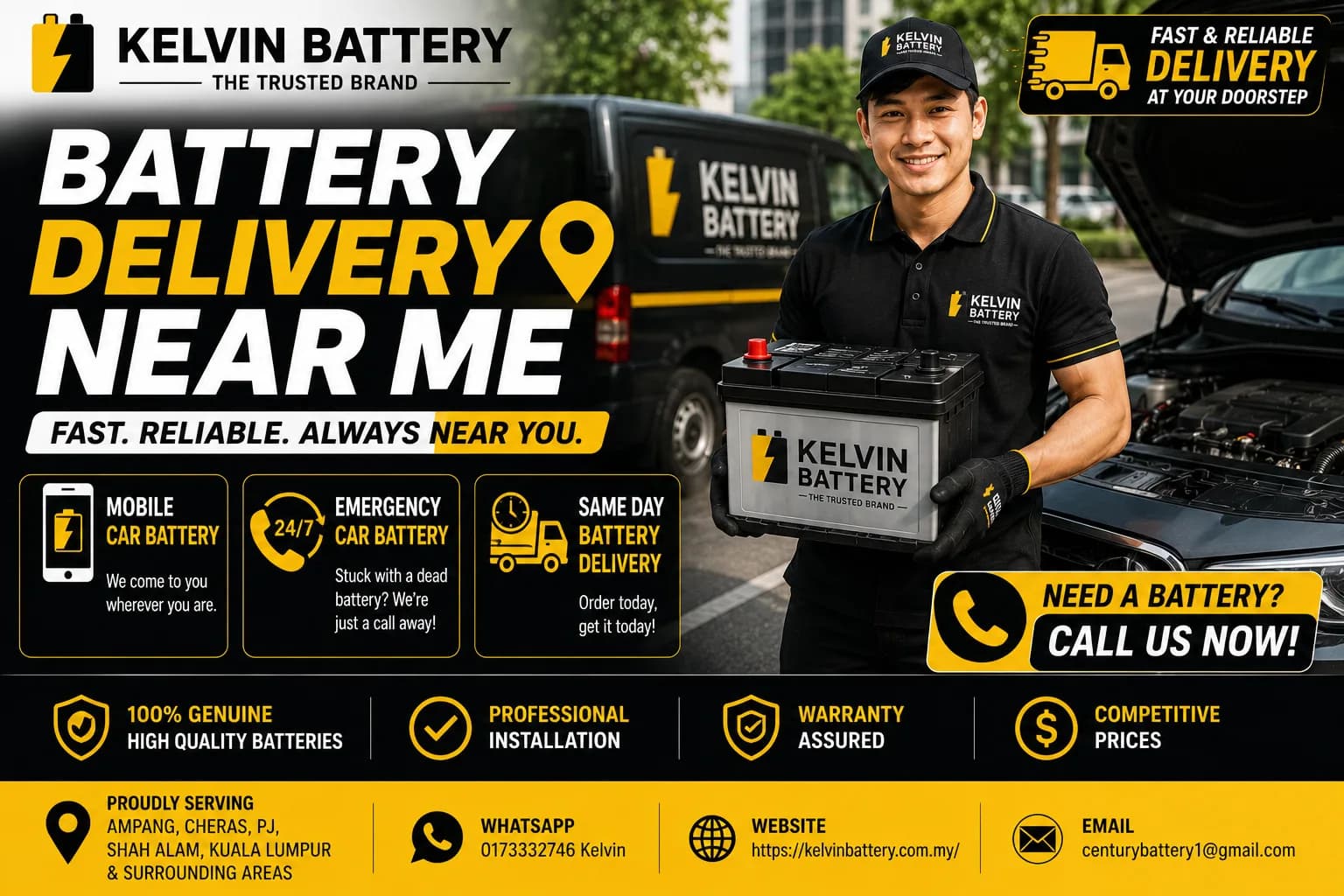 Battery Delivery Near Me | Reliable Battery Replacement Malaysia
