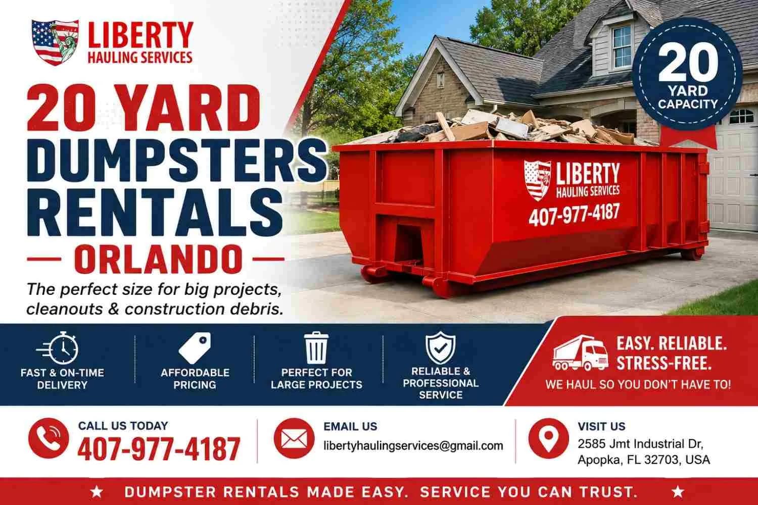 20 Yard Dumpster Rentals Orlando – Easy, Reliable Waste Removal 