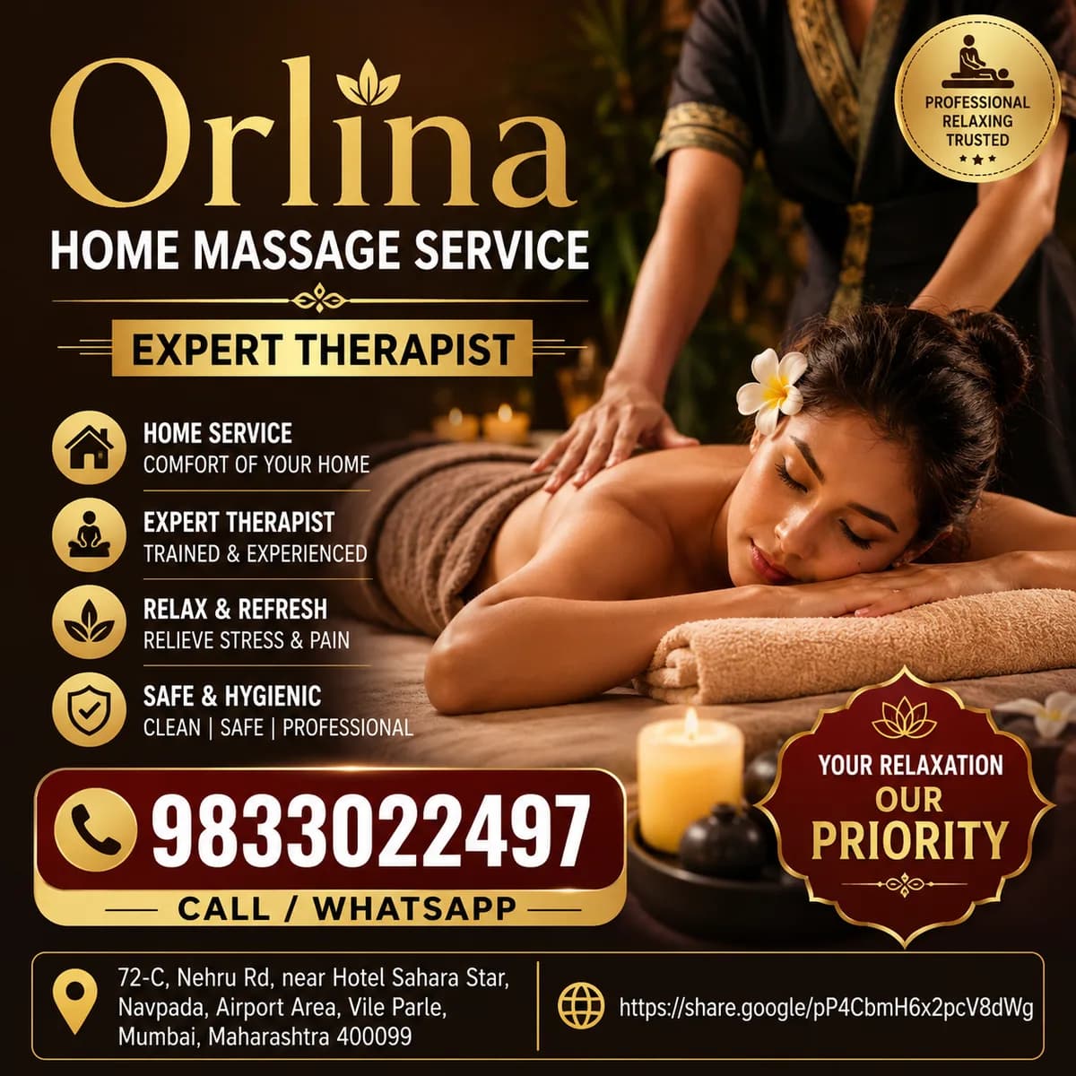 Orlina Home Massage Service Expert Therapist	
