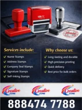 Creative Zone | Pre-ink Rubber stamp | Delivery Within One Hour | Contact | 438