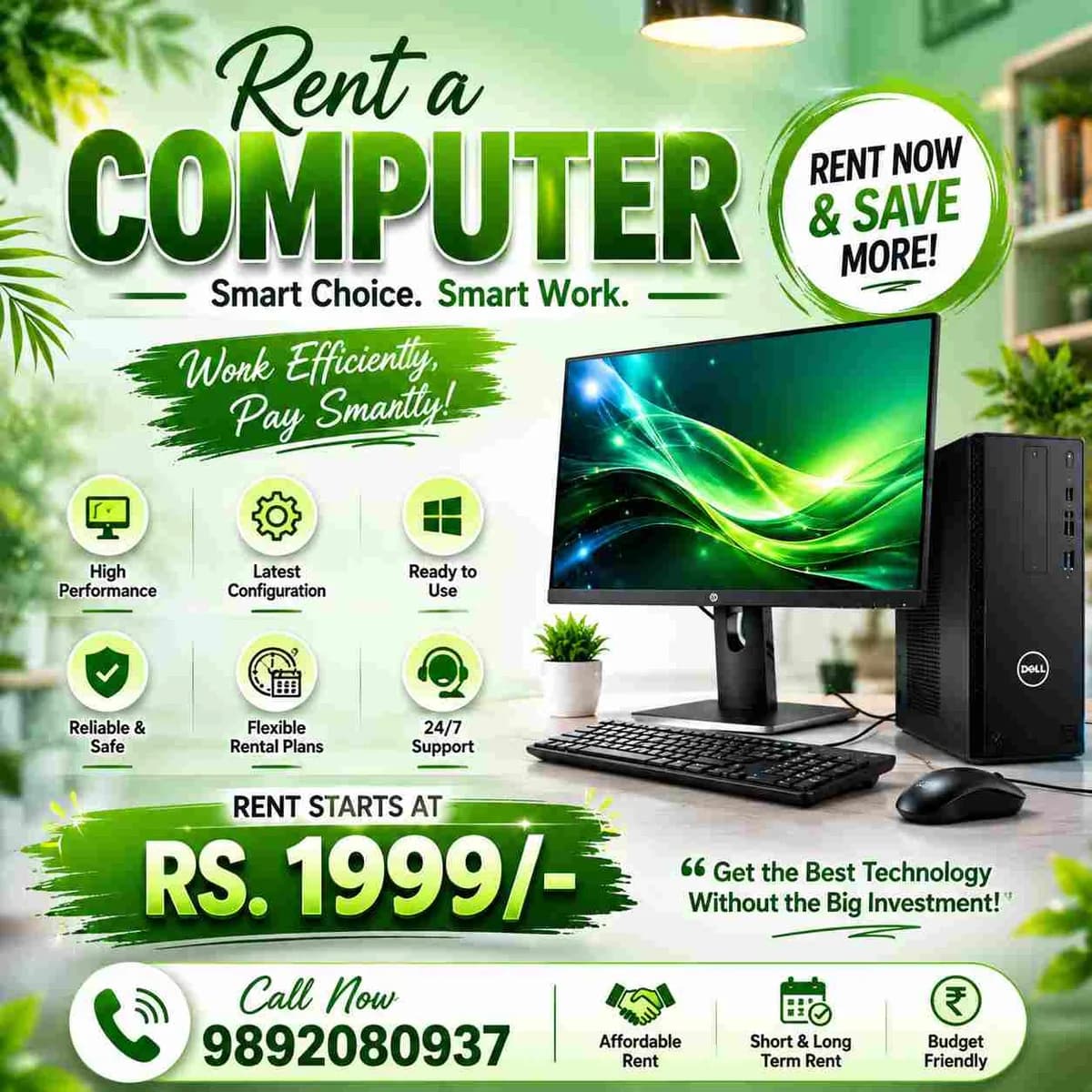 Computer On Rent Start At Rs.1999/-  Only In Mumbai