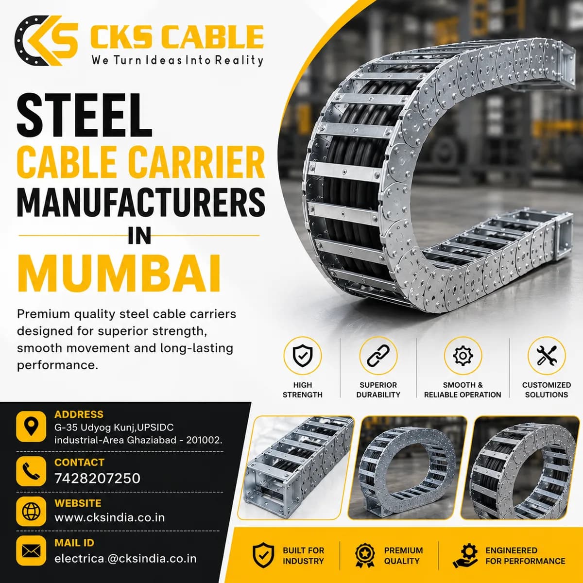 Steel cable carrier manufacturers in Mumbai