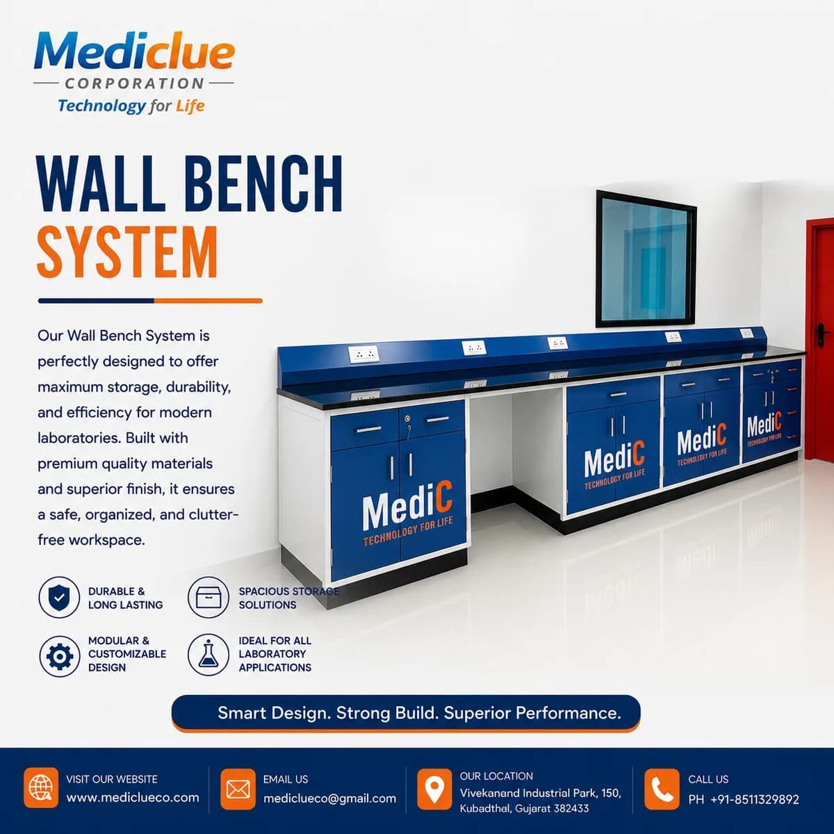 Wall Bench System Supplier in India – Lab Furniture Solutions