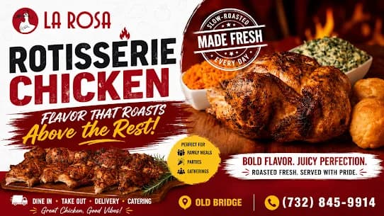 Taste Delicious Rotisserie Chicken in Old Bridge at La Rosa Chicken & Grill Restaurant 