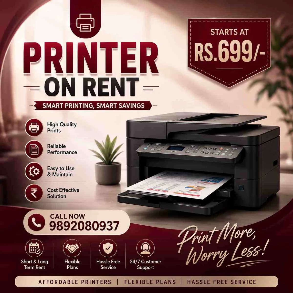 Printer On Rent Start At Rs.699/-  Only In Mumbai