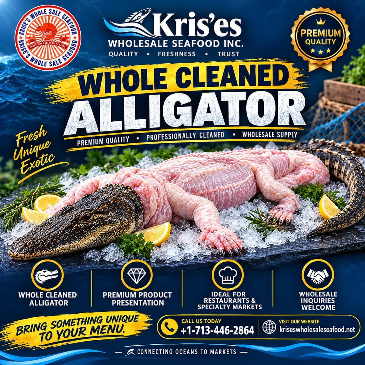 Whole Cleaned Alligator | Wholesale Alligator Meat Supplier Houston, TX