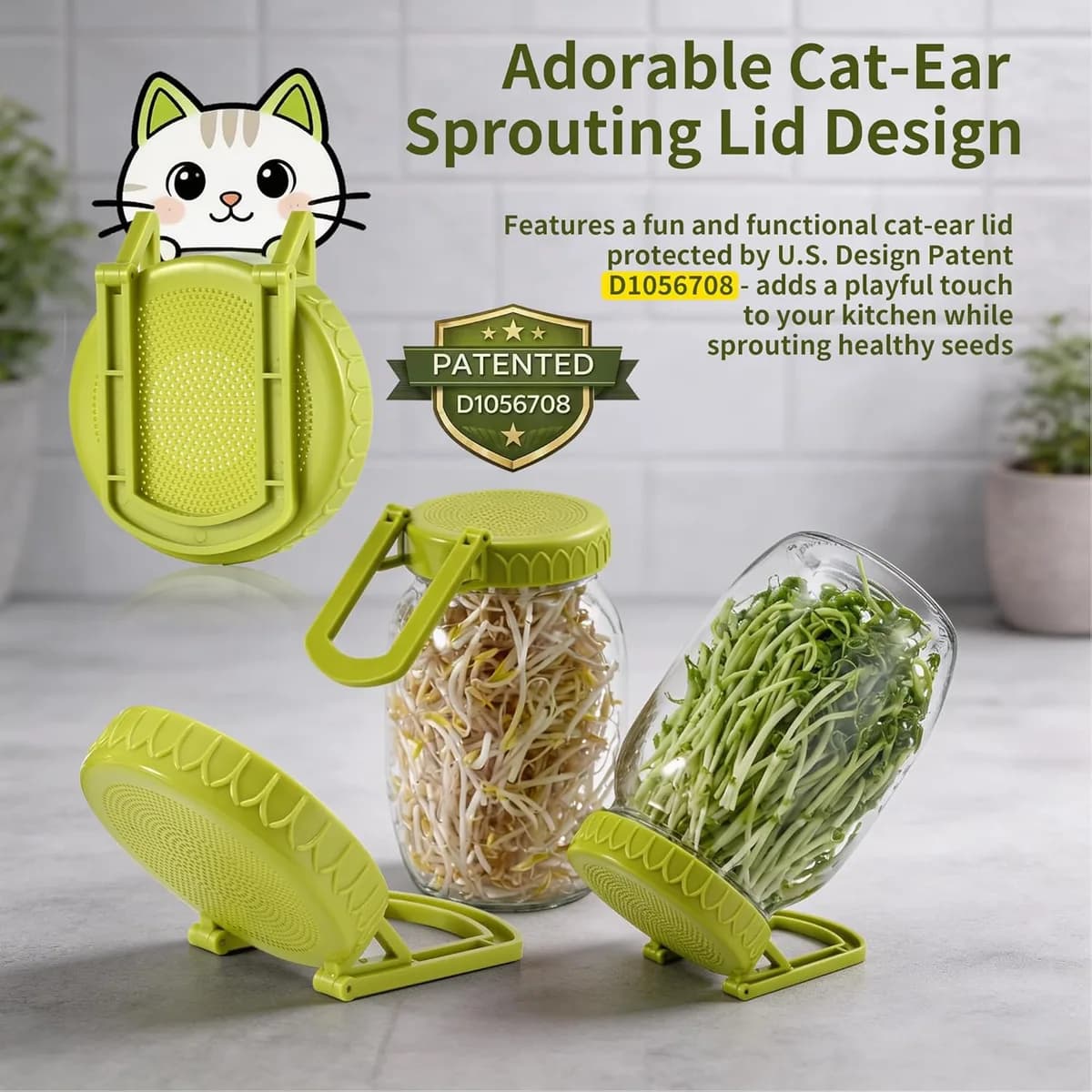 Luckyiren Sprouting Lids, Plastic Sprout Lid 