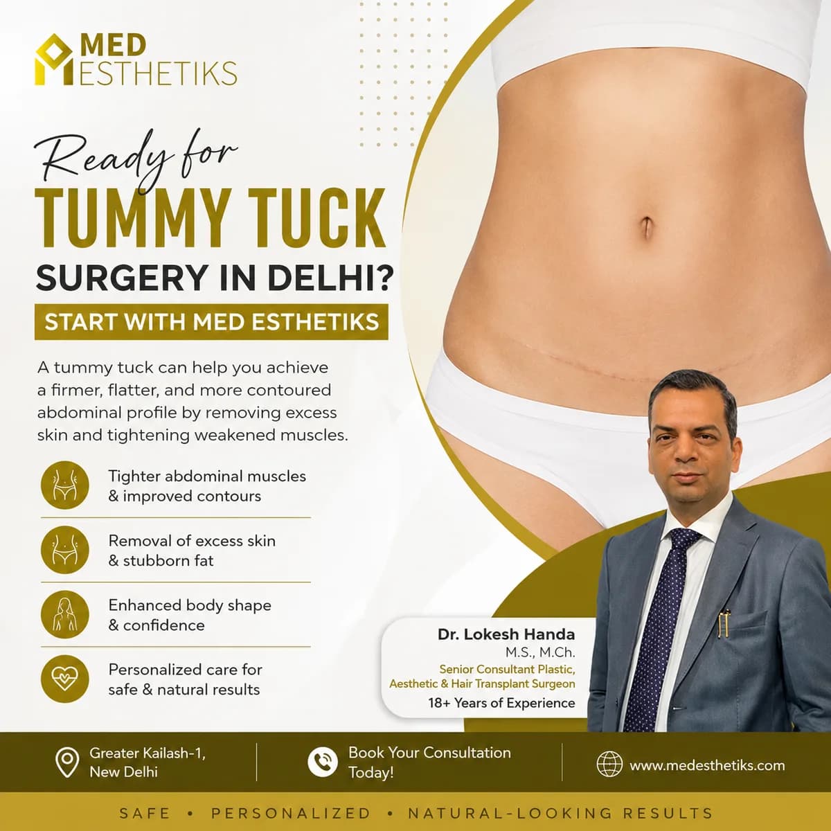 Refresh Your Body Contours with Med Esthetiks | Tummy Tuck Surgery in Delhi
