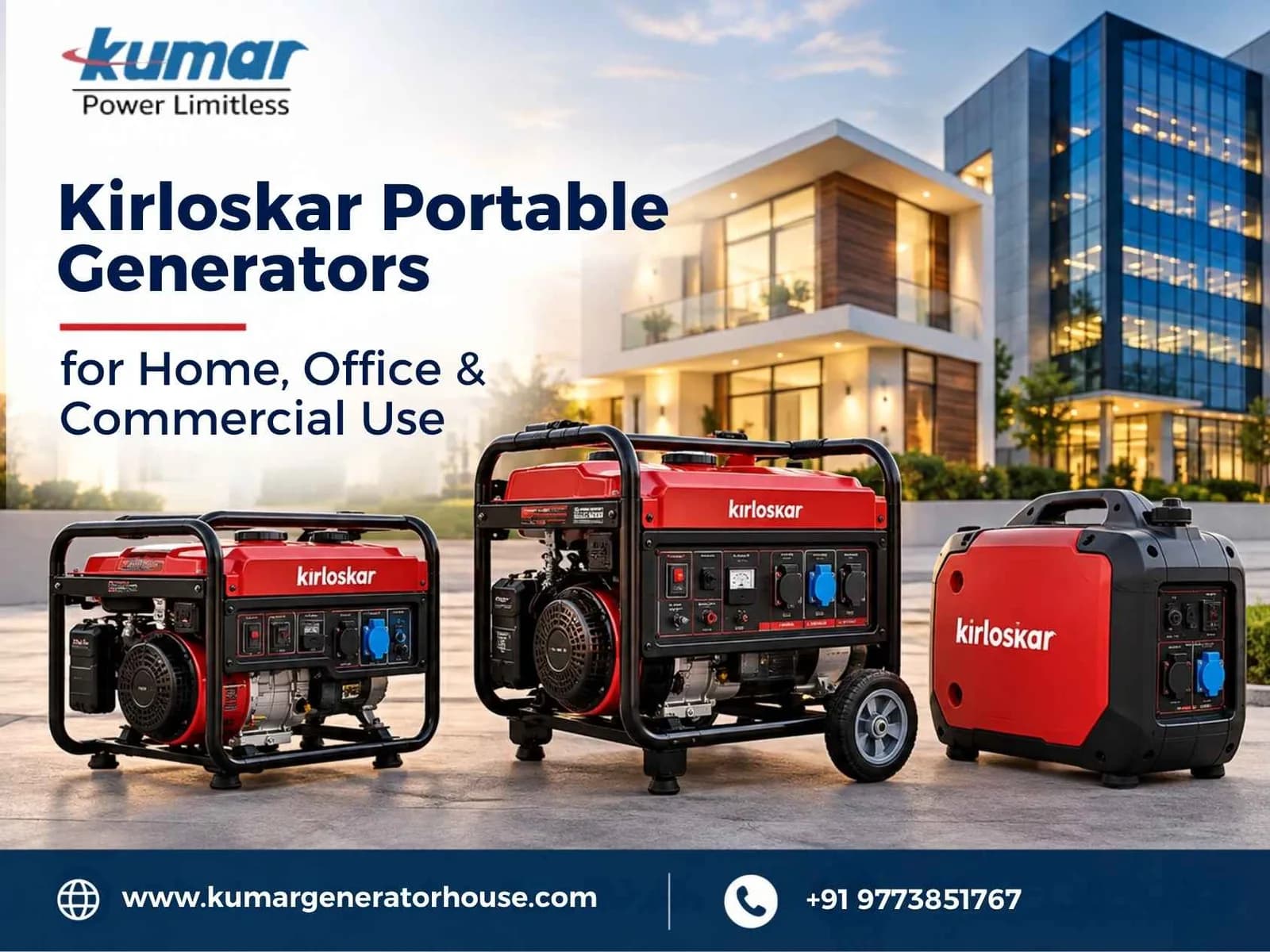 Kirloskar Portable Generators for Home, Office & Commercial Use