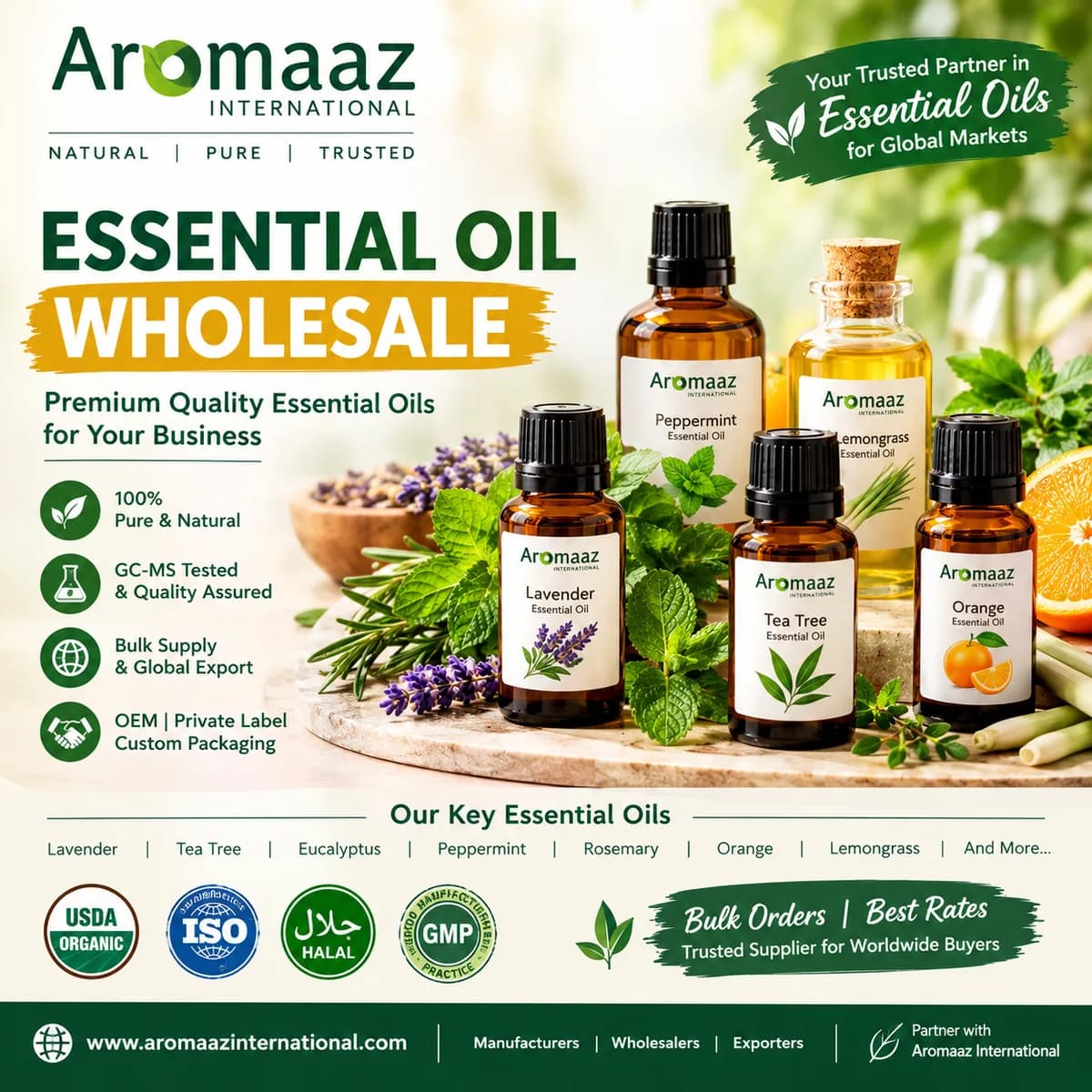 Essential Oil Wholesale Supplier for Bulk Orders Aromaaz International