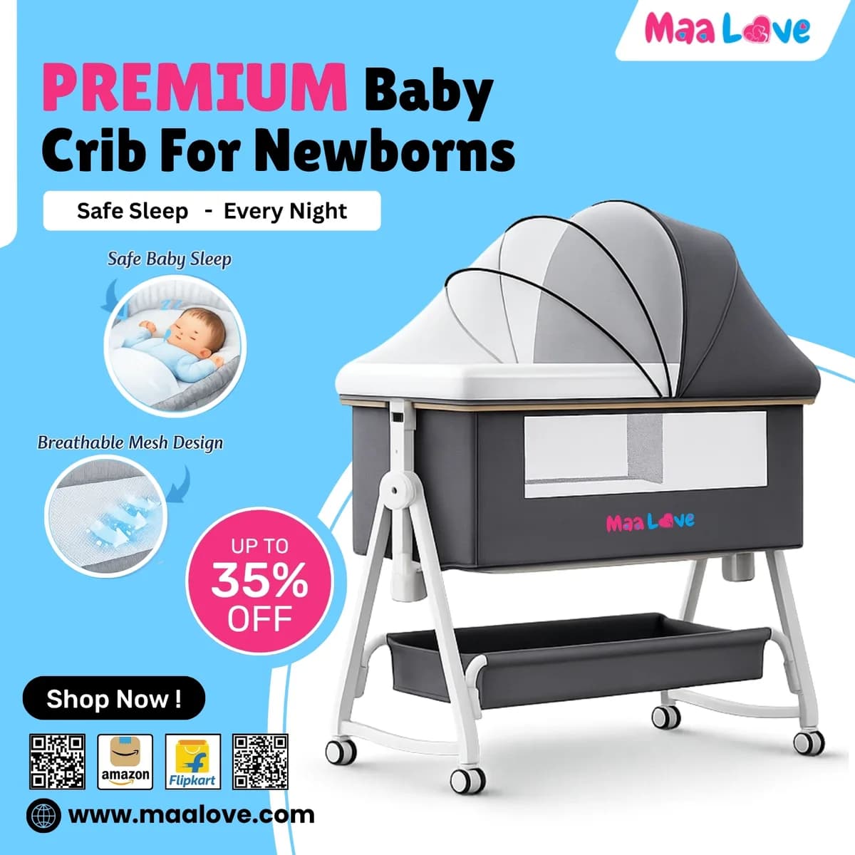 👶 Premium Baby Crib for Safe, Peaceful Sleep Every Night ✨