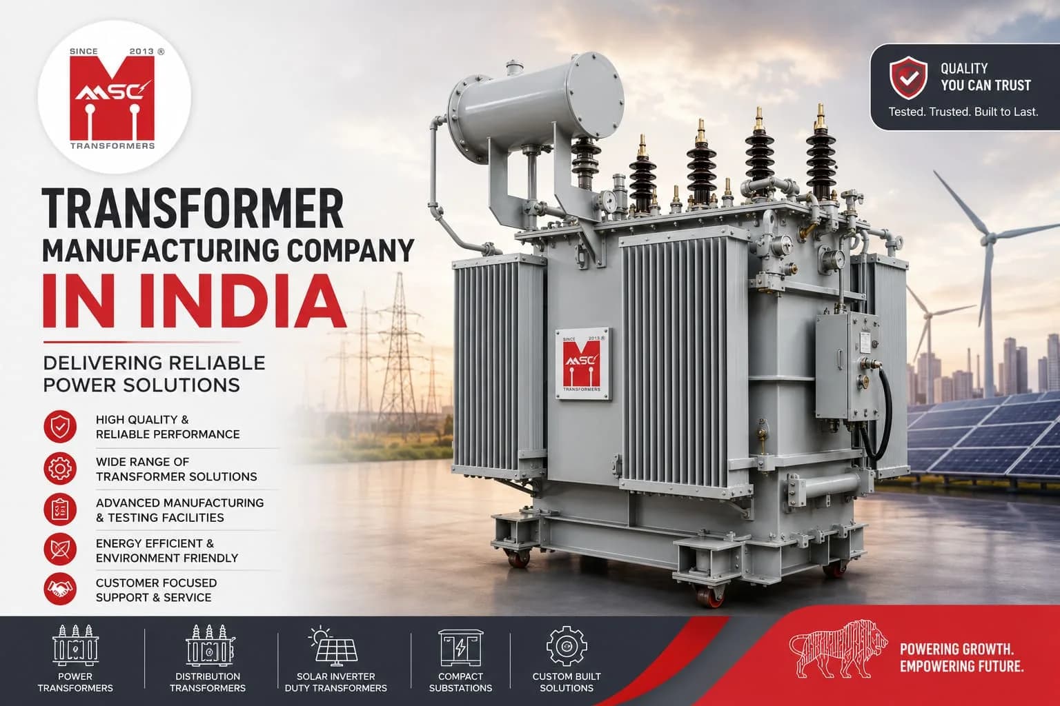 Reliable Transformer Manufacturing Company in India | MSC Transformers