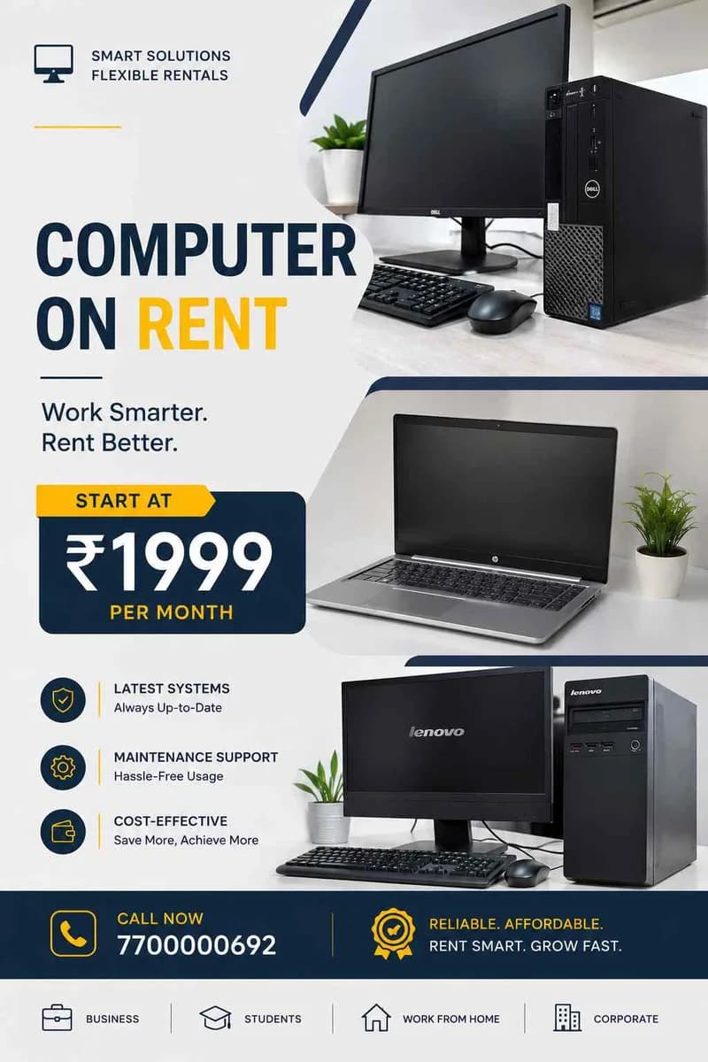  Computer On Rent Start At Rs.1999/-  Only In Mumbai