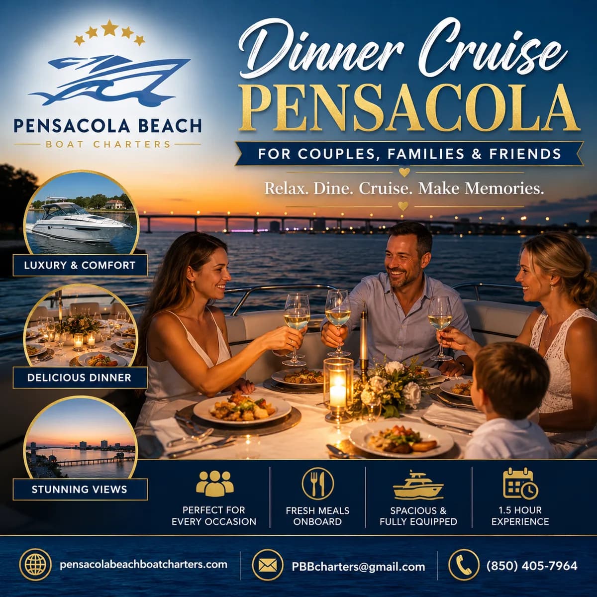 Dinner Cruise Pensacola for Couples, Families & Friends
